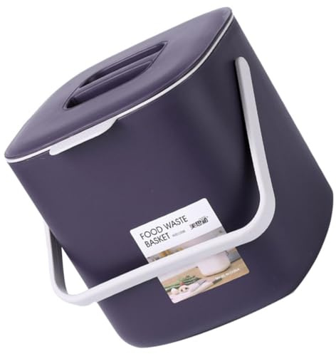 VICASKY Poubelle Portable en Plastique Couvercle, Bac de Recyclage Double Compartiment, 10 Litres, Couleur Violet Foncé, Poubelle Cuisine pour Tri des Déchets et Séparation Humide/sèche,