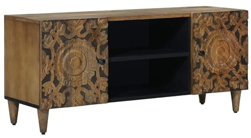 vidaXL TV-Schränk Braun 105 x 33,5 x 46 cm Massivholz Mango, Elegante Mango Holz Wohnzimmerschrank, rechteckiger TV-Ständer, vielseitige Medienspeicherlösung