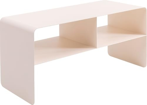 Kare Design Lowboard Lounge M, Creme, 90x37x44 cm, TV-Schrank, Sideboard, minimalistisches Design, 2 Fächer, Stahl, Industrial, Modern, Wohnzimmer