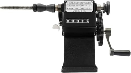 Manual Coil Winding Machine with Mechanical Counter, Hand Crank Winder for 0.02-2.6mm Wire, Max 150mm Coil, Cast Iron Frame for Guitar Pickups and DIY Projects