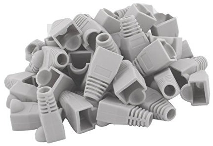 Copapa Lot de 100 connecteurs de câble Ethernet RJ45 en plastique souple pour câble CAT5 CAT5E CAT6 CAT6E Gris clair