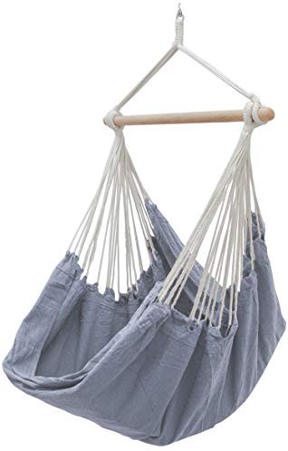 Eyepower XXL Hängesessel 185x130cm Hängestuhl bis 150 kg Baumwolle Hängesitz 2 Personen Hängematte Hängeschaukel Lilac Grau