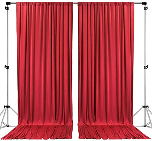 AK TRADING CO. Polyester-Hintergrundvorhänge mit Stangentaschen, dauerhaft flammenhemmend, 3 x 3 m, Rot, für Hochzeitszeremonie, Party, Zuhause, Fensterdekorationen
