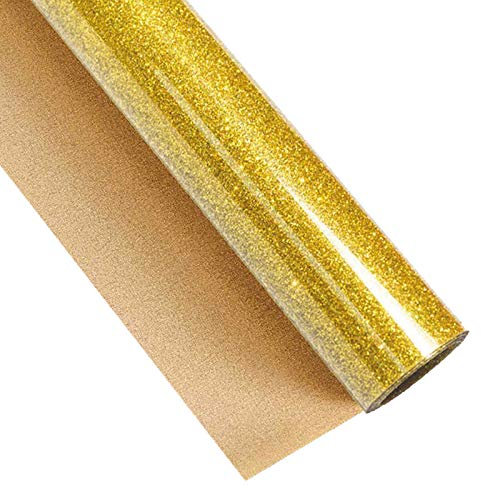 SWINTENG Glitter HTV Iron on Vinyl 30.5x152cm Heat Transfer Vinyl Roll DIY T-Shirt, Bags and Other Fabrics (Glitter Gold)