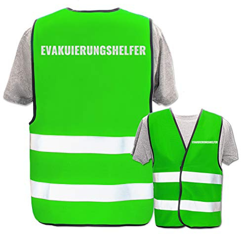Bedruckte Warnwesten mit ISO-Leuchtstreifen * Standard- oder Reflex-Druck * Erste Hilfe und Brandschutz * Begriff: Evakuierungshelfer (Reflektierend) * Farbe (Größe): Neon Grün (XL/XXL)