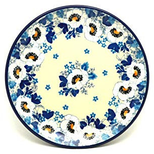 Polnische Töpferei Teller – Brot & Butter (16,5 cm) – weißer Mohnblume