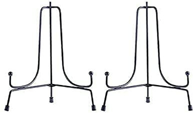 HCHLQLZ Plate Stands for Display - 6 Inch Black Iron Easel Holders - Ideal for Decorative Plates, Picture Frames, Plaques, Books and Table Art - Adjustable and Foldable - 2 Pack