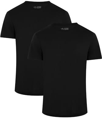 DANISH ENDURANCE Camisetas de Algodón Orgánico para Hombre, Cuello Redondo o Cuello en V, Manga Corta, 2-Pack, Cuello Redondo - Negro, XL