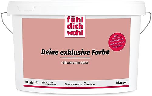 derendo Fühl Dich Wohl Deine Farbe rot, matte Wandfarbe rot, hohe Deckkraft, verschiedene Rottöne zur Auswahl (10L, Granatapfel)