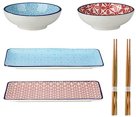 vancasso Sushi Set porzellan, MACARON japanische Ess Service, 6-teilig Geschirr-Set für 2 Personen