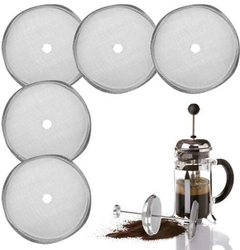 Paquet de 5 Filtres à Tamis de Rechange pour Presse Française,filtres de rechange en maille pour cafetière,Cafetière française passoire,Filtre de Remplacement de Presse Française Filtre Presse,6,5cm