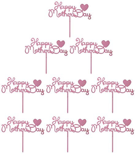 Tortenaufsätze aus Acryl mit Aufschrift Happy Mothers Day, 10 Stück, für Muttertag, Geburtstag, Kuchendekoration – Roségold