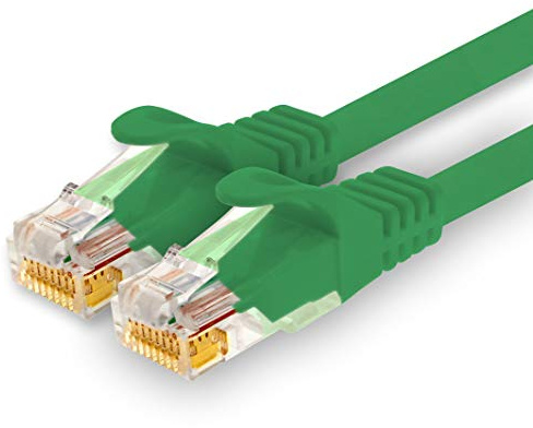 1CONN - Cable de red de 7,5 m, Ethernet, Lan y cable de parche para máxima velocidad de Internet y conecta todos los dispositivos con conector RJ 45 verde - 1 unidad