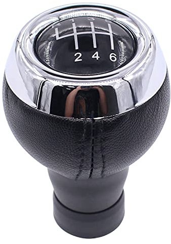 HouYeen Pomo de palanca de cambios de 6 velocidades de cuero para M-ini Cooper R55 R56 R57 R58 R59 R60 R61 negro y plateado