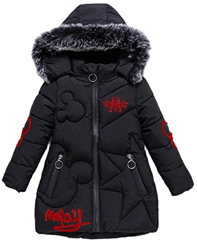Lengender 2021 Nouveau Hiver Doudoune Enfant Fille Veste Blouson Epaisse Coupe-Vent Manteau Rembourré à Capuche Fourrure
