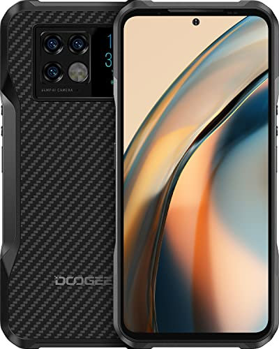 DOOGEE V20 (2022) 5G Handy, bruchsicher, 6,43 Zoll AMOLED, 64 MP Kamera und 20 MP Infrarot-Nachtsichtkamera, 8 GB + 256 GB, Android 11, 6000 mAh, Rückanzeige, stoßfest/wasserdicht – Schwarz