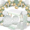 Sage Green Party Paper Plates, Cups and Napkins Set - 24 Guest Party Decoration with Balloon Arch, Tablecloth for Birthday, Baby Shower, Wedding, Christening