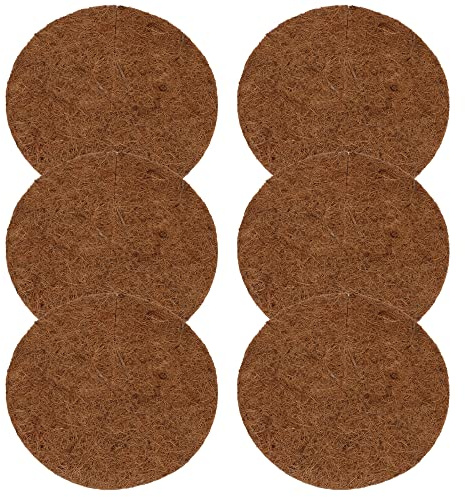 Bstinay 6Pcs Coco Liner Mulch Mat for Disc Plant Cover Plant Ring Mats Flower Pot