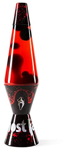 Spencer Gifts Lava® Lamp - 14.5 Ghost Face - The Original Motion Lamp - Black Wax and Red Liquid with Ghost Face Printed Base Exclusive