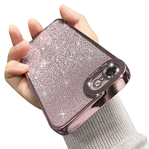 Ownest Kompatibel mit iPhone 8 Hülle Silikon iPhone SE 2020 Hülle Glitzer iPhone SE 2022 Hülle Aesthetic iPhone 7 Handyhülle Pailletten Frauen Mädchen Glitter Case - Rosa