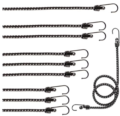 com-four® 10-teiliges Set Gummispanner mit reflektierenden Streifen - Gepäckspanner in Vier Größen - Expander mit Haken - Spanngummi zur Ladungssicherung - Spanngurt