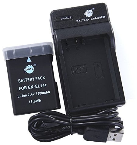 DSTE EN-EL14 Batterie Li-ION et Chargeur Micro USB Compatible avec Nikon EN-EL14a Coolpix P7000 P7100 P7700 D3100 D3200 D5100 D5200 D5300