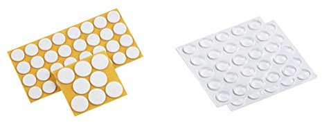 Metafranc Filz-Gleiter-Sortiment 104-teilig - selbstklebend - weiß & Schutzpuffer Ø 8 mm - selbstklebend - transparent - 50 Stück - Effektiver Schutz sensibler Oberflächen/Möbelpuffer-Set 645956