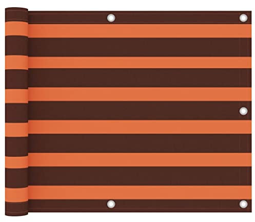 Bussandri Exclusive Brise-vue pour balcon Orange et marron 75 x 400 cm Tissu Oxford
