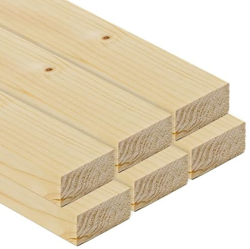 TWE Listelli Legno Massello Abete x 1 Metro Piallati su Quattro Lati con Smusso su Spigoli Made in Italy Confezione da 6 pz (20x40) mm