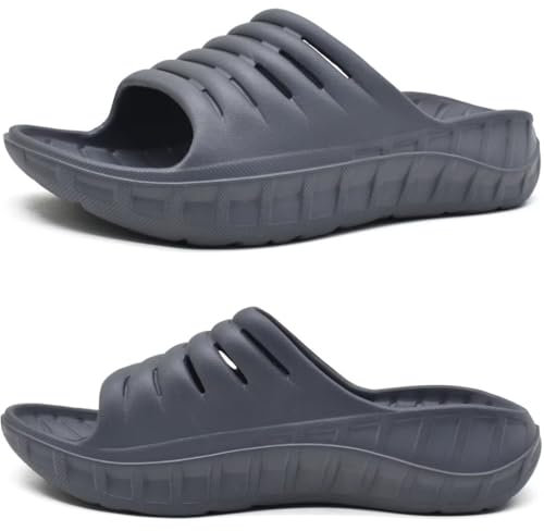 KuaiLu Sandali di Recupero Uomo con Comode Ortopediche Fascite Plantare Supporto Arco Ciabatte Aperte Leggero Sportivi Ciabatta Estive Mare Spiaggia Piscina Doccia Sandalo Grigio Scuro EU43
