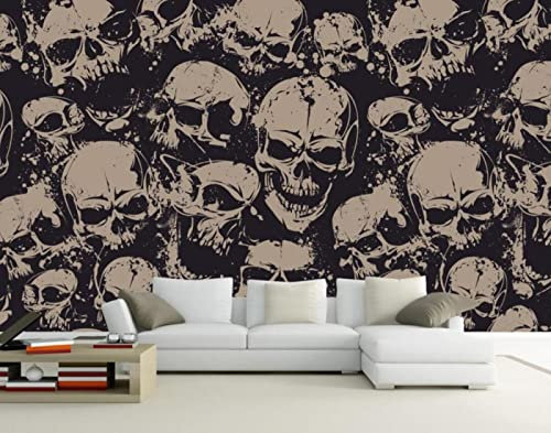 Vlies Tapeten Wandtapete Horror & Totenköpfe 3D Wandbild Tapete Vlies Tapete Wandtapete Tapete Wohnzimmer Wanddekoration Fototapete 3D Tapete Effekt Wandbild 400cm×280cm(Breite x Höhe)