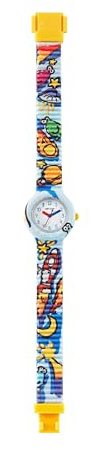 HIP HOP Kinderuhr Kids Fun Zifferblatt einfarbig, weißes Uhrwerk, nur Zeitanzeige, 3H Quarz und Silikonarmband mit mehrfarbigem Stoff HWU1175, Modern