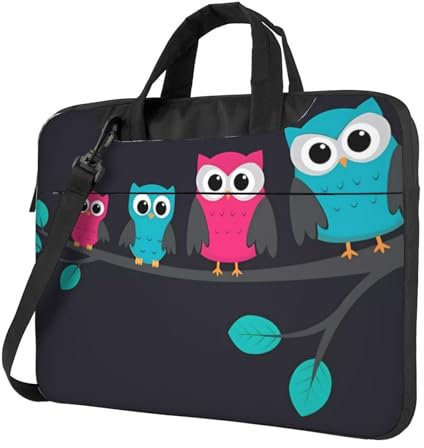 vacsAX 15,6 Zoll Laptoptasche - mit weichem Innenfutter, mehrere Taschen - ideal für Männer, Reisen und Business, Süße Eulen, 14 inch