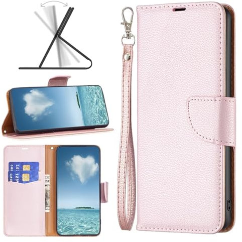 COQUE pour Nokia G22 de téléphone Motif Litchi 2 Fente pour Carte, de Protection Nokia G22-Or Rose