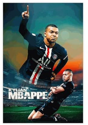 Kylian Mbappe Fußball-Poster, 28 Stück, Leinwand-Poster, Wandkunst, Dekordruck, Bild, Gemälde für Wohnzimmer, Schlafzimmer, Dekoration, ungerahmt, 30 x 45 cm