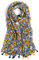 QIUTIMIY Schals für Damen Dünn Blumenmuster Bunte Schals und Tücher Halstuch mit Quasten für Frühling Sommerschal(Blume-Gelb Blau)
