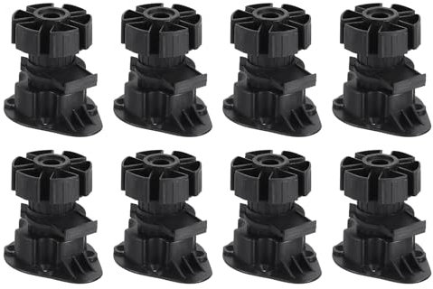 sourcing map Adjustable Legs, 8Pcs 46 x 60mm - Furniture Leveling Foot, Thin Legs Leveler Support Frame for Bed Sofa Coffee Table Bathroom Cabinet (Black)