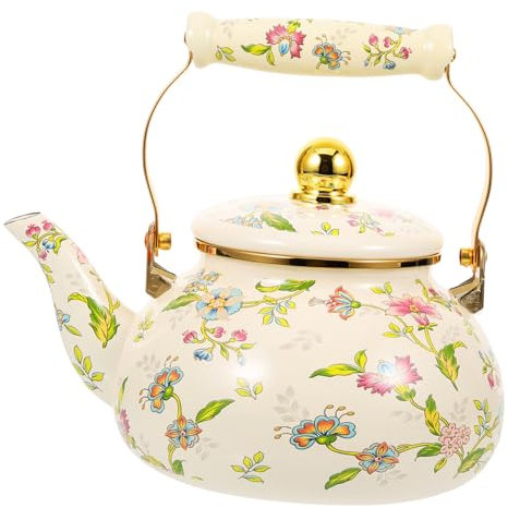 ABOOFAN Large Capacity 2.5L Enamel Water Kettle Convenient Fill Teapot Random Handle Suitable for Gas/Electric Stove Lightweight Kitchen Pot