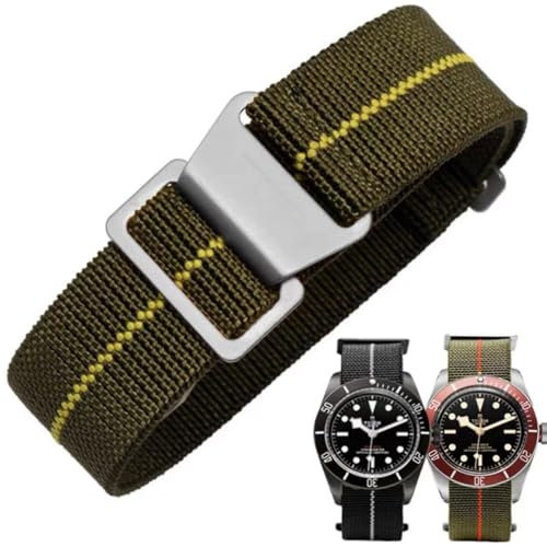 Cinturino per Orologio in Nylon Elastico di Ricambio Militare Cinturino a Strappo Paracadute Marina Nazionale per Uomo Donna Fibbia Nero/Argento 18/20/22mm