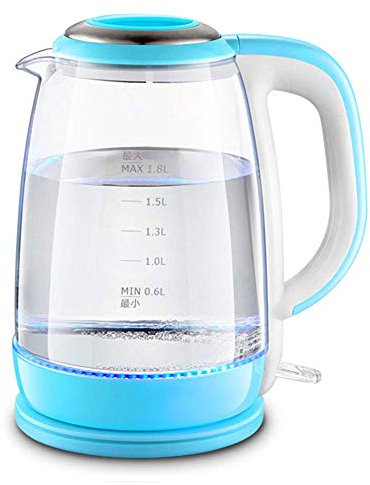 Bollitore elettrico in vetro, Bollitore per acqua senza fili con illuminazione a LED da 1,8 L, Bollitore con filtro per tè a bollitura rapida da 1500 W, Spegnimento automatico e protezione da su