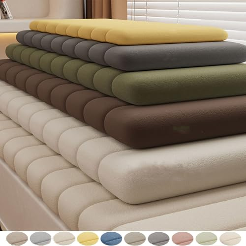 VisLarsc Maßgefertigte Innenfenster-Sitzkissen, Teddy-Fleece-Bankkissen Wasserdicht Lange Sitzkissen mit Rutschfestem Boden und Reißverschluss Hochdichter Schwamm (Dunkelgrau-95 * 35 * 6,5CM)