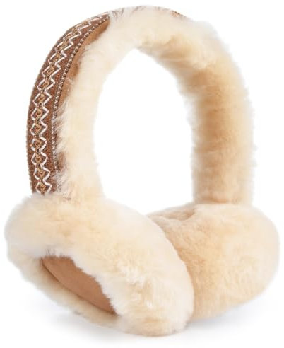 Harssidanzar Cache-oreilles d'hiver pour femmes, cache-oreilles en mouton retourné pliable, cache-oreilles d'extérieur HL304EU,Camel