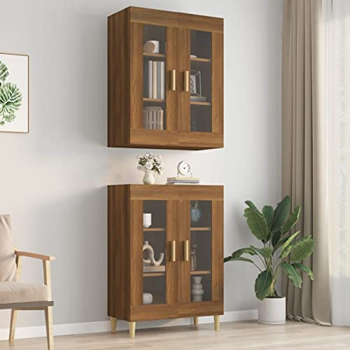 Somanki Hängeschrank, Kitchen Wall Cabinet, Küchenschrank, Küchenhängeschränke, Wandschrank Küche, Braun Eichen-Optik 69,5x34x90 cm
