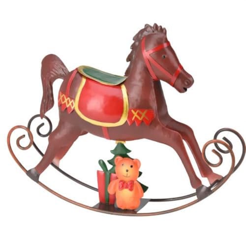 Home & Styling Schaukelpferd aus Metall, Weihnachtsfigur 34 cm, Farbe:braun