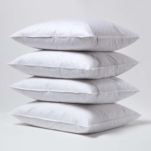 Homescapes 4er-Set Federkissen 60x70 cm, Kopfkissen Entenfedern, Schlafkissen mit Baumwollbezug, Bettkissen weich & waschbar