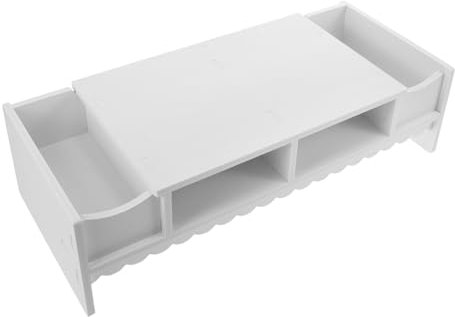 Angoily Étagère De Moniteur Blanche Support Daffichage Multifonction Pour Bureau Étagère De Rangement Pour La Maison