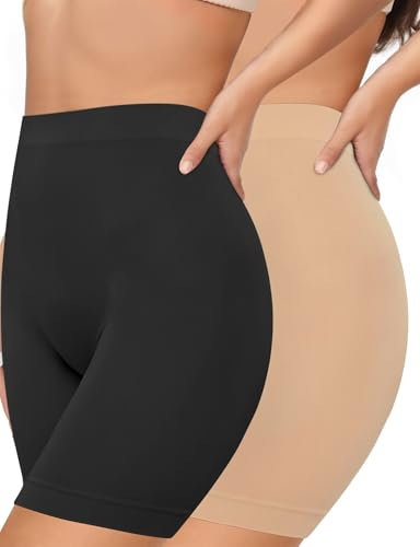 AURUZA Lot de 2 Short Leggings Sport Femme sous Jupe ou Robe Anti-frottement Pantalons de Cyclisme pour Femme Legging Court sans Couture Boxer Short Sécurité