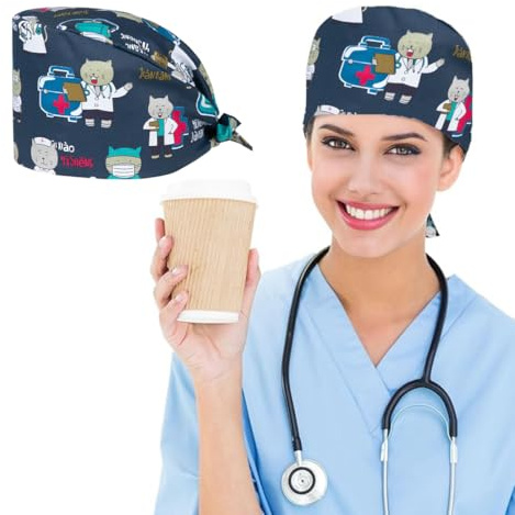 FENQURO Op Haube Stoff OP Hauben Stoff Krankenschwester Zubehör für Ärzten, op haube, Krankenschwestern, Zahnärzten, Pharmazeuten, Tierärzten, Medizinischem Personal