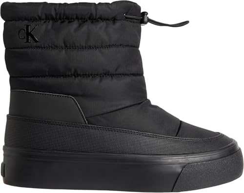 Calvin Klein Donna Stivali Mezza Gamba Snowboot Nylon Mix con Plateau, Nero (Triple Black), 41