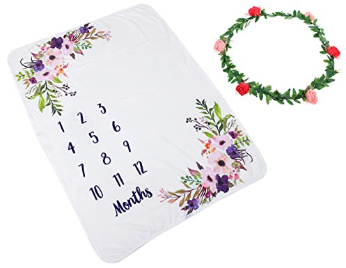 RORPOIR Monatsdecke Wachstumstabelle für Geschenk zur Babyparty Monatsteppich Fototeppich